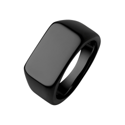 BALCANO - Bernhard / Gravírozható pecsétgyűrű, fekete PVD bevonattal