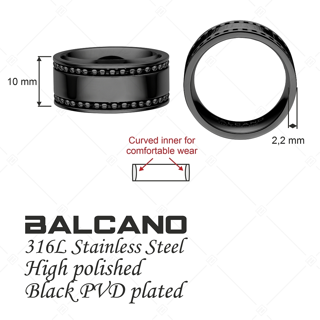BALCANO - Bolas / Gravírozható bogyóslánc nemesacél gyűrű fekete PVD bevonattal (042107BL11)