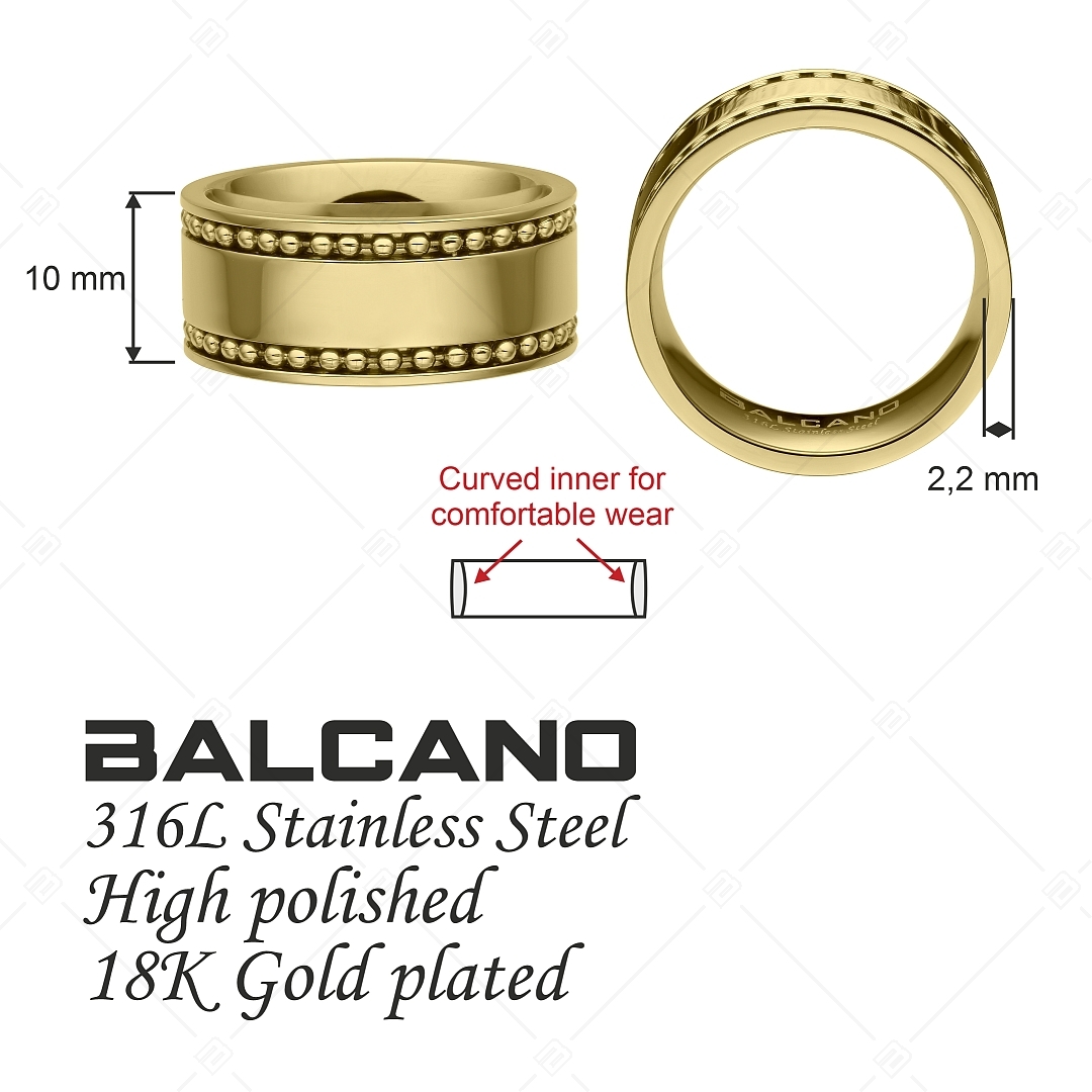 BALCANO - Bolas / Gravírozható bogyóslánc nemesacél gyűrű 18K arany bevonattal (042107BL88)