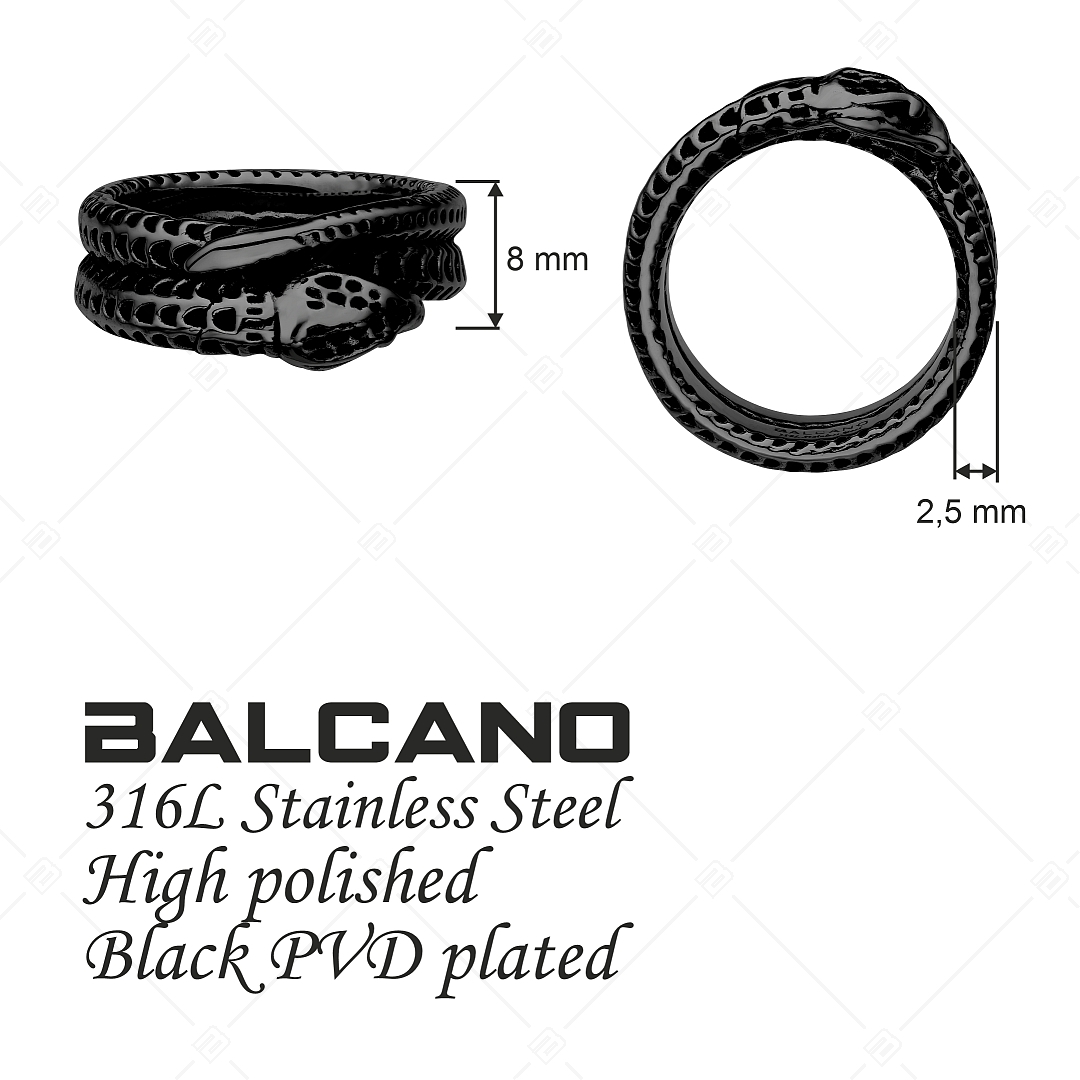 BALCANO - Serpent / Kígyó alakú nemesacél gyűrű fekete PVD bevonattal (042110BL11)