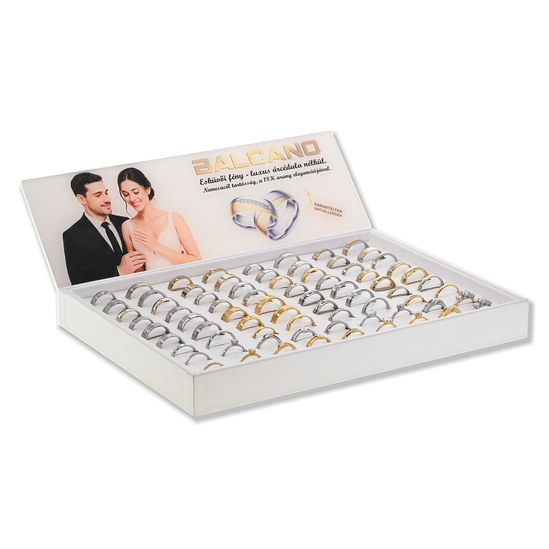 BALCANO /  Nemesacél karikagyűrű és eljegyzési gyűrű kollekció tálca fejléccel (110001BD00)