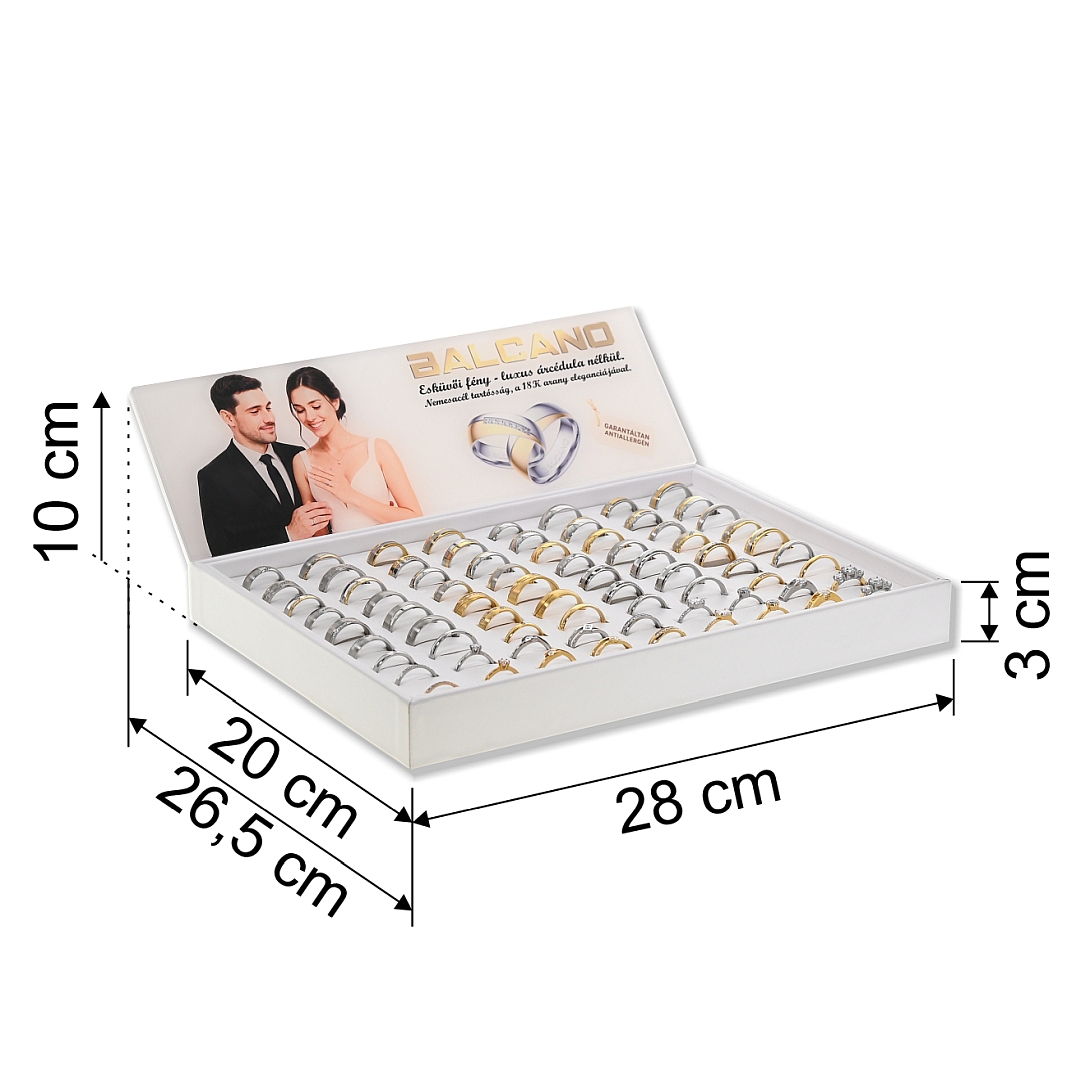 BALCANO /  Nemesacél karikagyűrű és eljegyzési gyűrű kollekció tálca fejléccel (110001BD00)