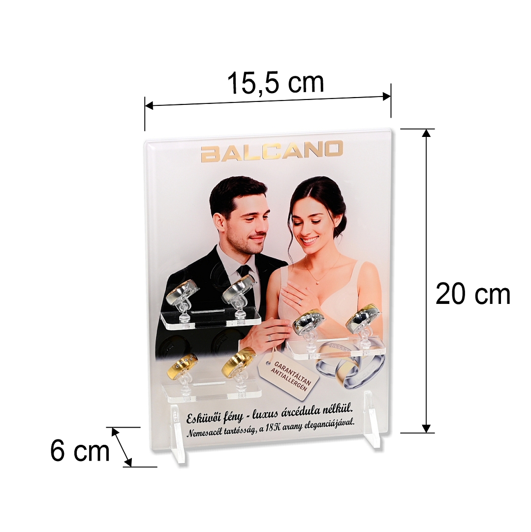 BALCANO /  Nemesacél karikagyűrű és eljegyzési gyűrű bemutató tábla (110002BD00)