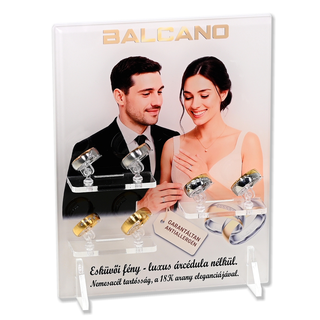 BALCANO /  Nemesacél karikagyűrű és eljegyzési gyűrű bemutató tábla (110002BD00)