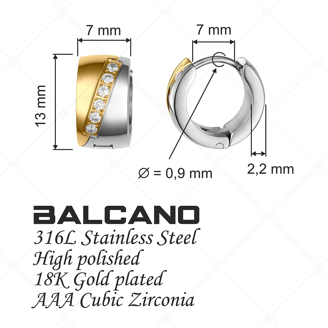 BALCANO - Regal / Nemesacél fülbevaló 18K arany bevonattal és cirkónia drágakövekkel (112012ZY88)