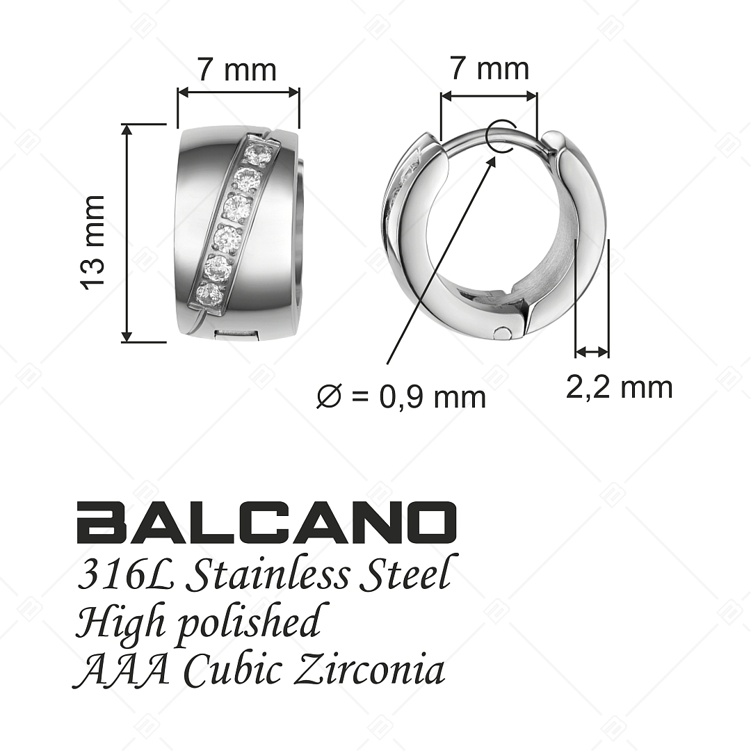 BALCANO - Regal / Nemesacél fülbevaló magasfényű polírozással és cirkónia drágakövekkel (112012ZY97)