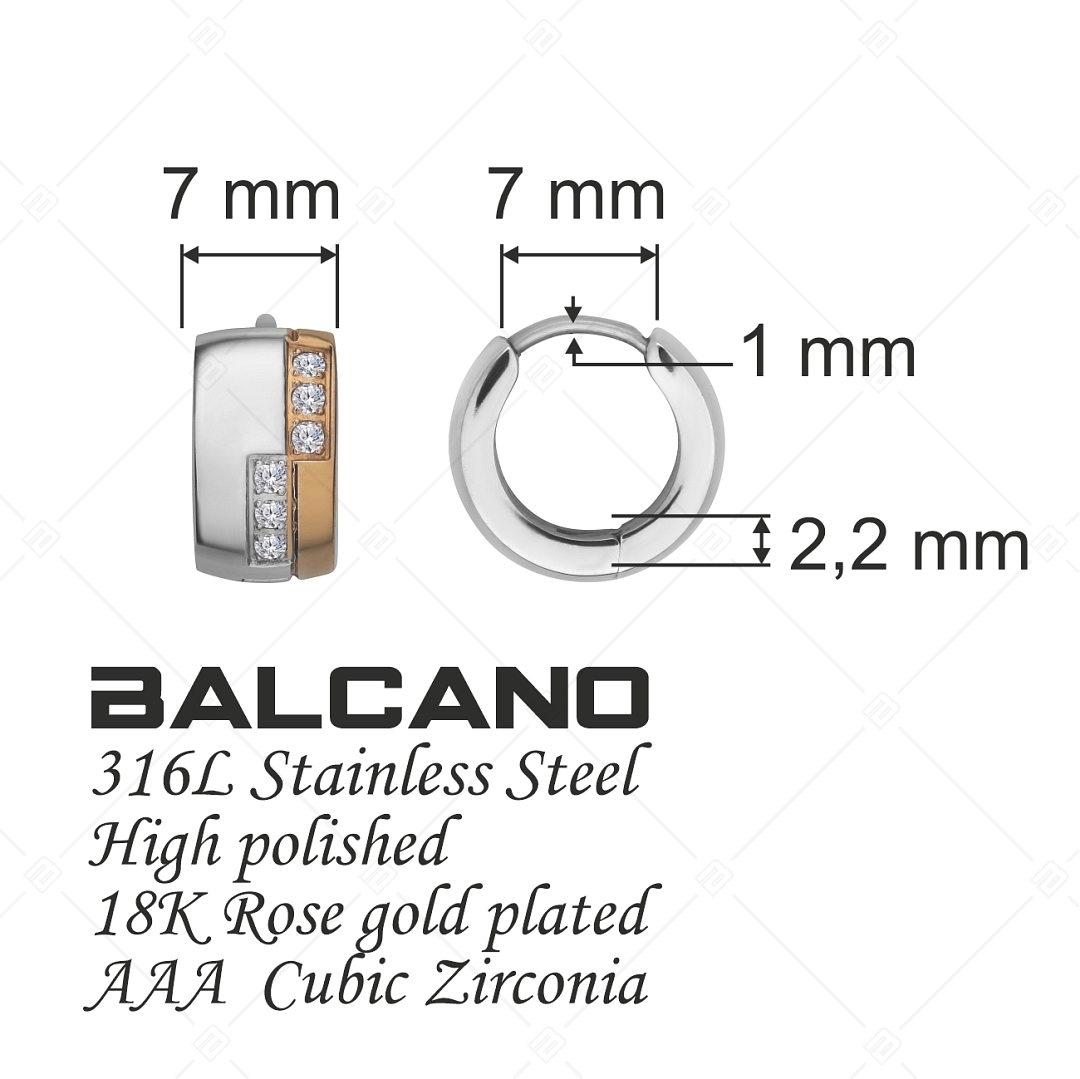 BALCANO - Aurora / Nemesacél fülbevaló 18K rozé arany bevonattal, cirkónia drágakövekkel (112013ZY00)