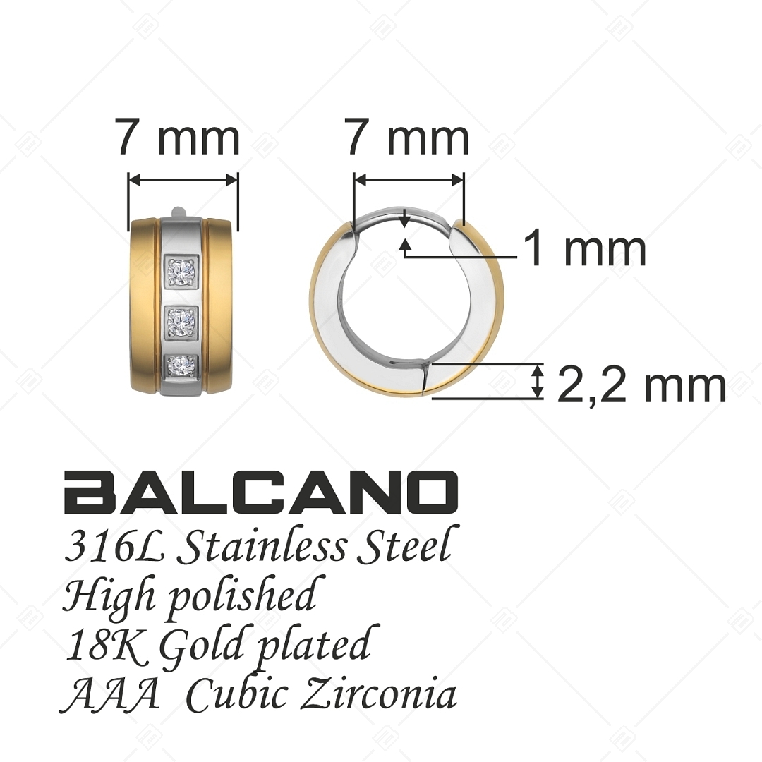BALCANO - Camino / Nemesacél fülbevaló 18K arany bevonattal és cirkónia drágakövekkel (112015ZY00)