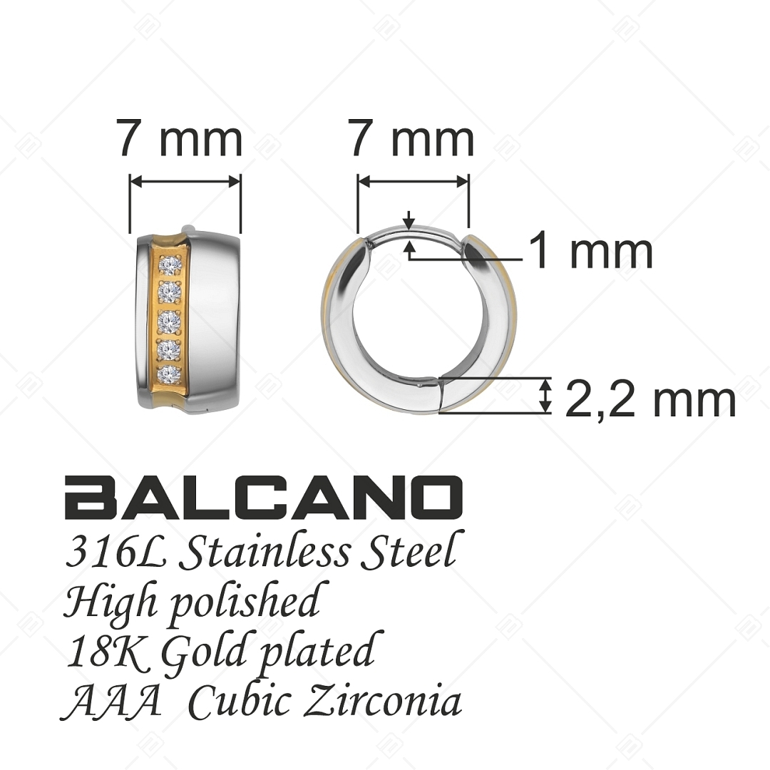 BALCANO - Sendero / Nemesacél fülbevaló 18K arany bevonattal és cirkónia drágakövekkel (112016ZY00)