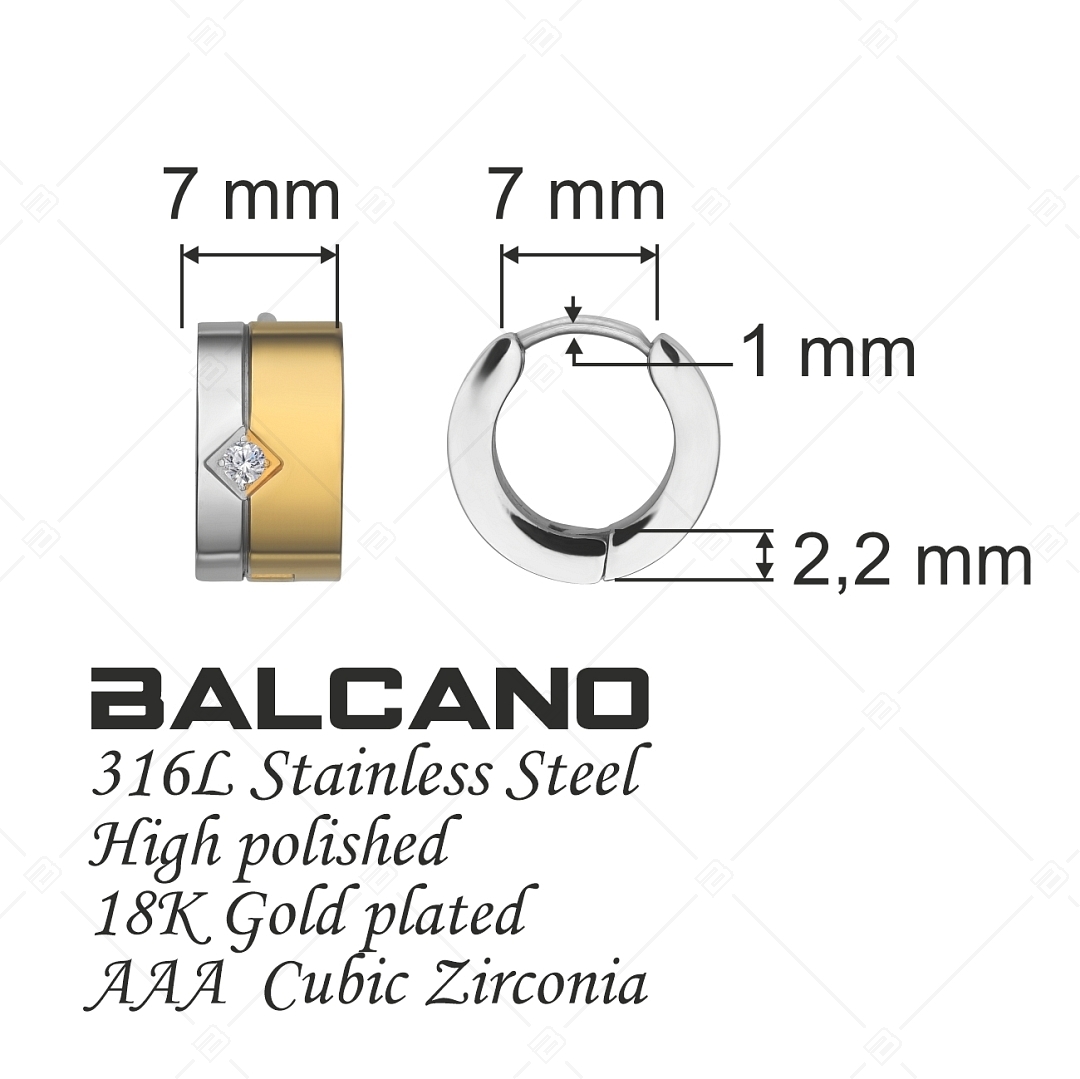 BALCANO - Simile / Nemesacél fülbevaló 18K arany bevonattal és cirkónia drágakövekkel (112018ZY00)