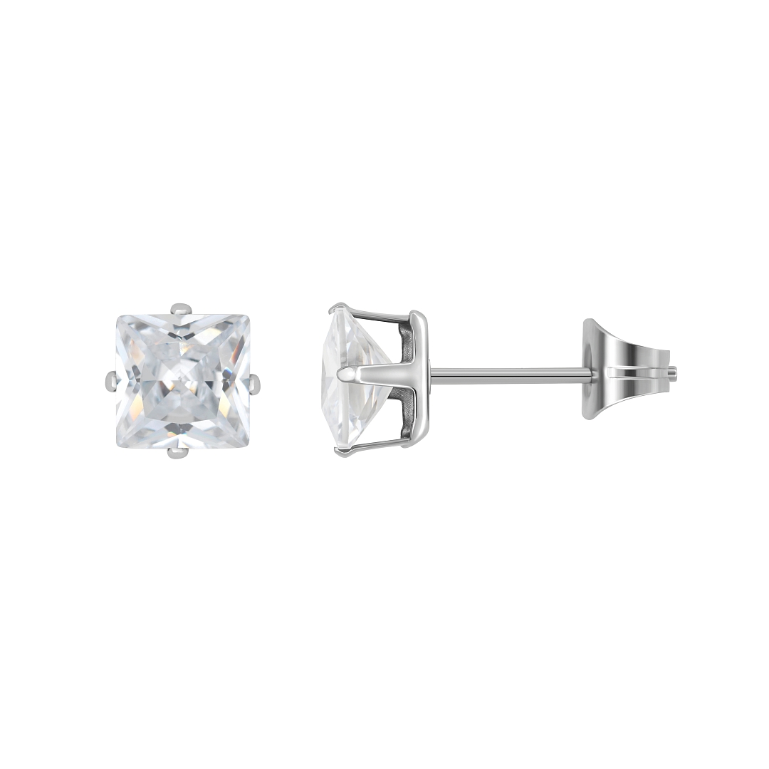 BALCANO - Frizzante / Négyzet alakú cirkónia drágaköves fülbevaló 12 db-os csomag - 6 mm (112082DT06)