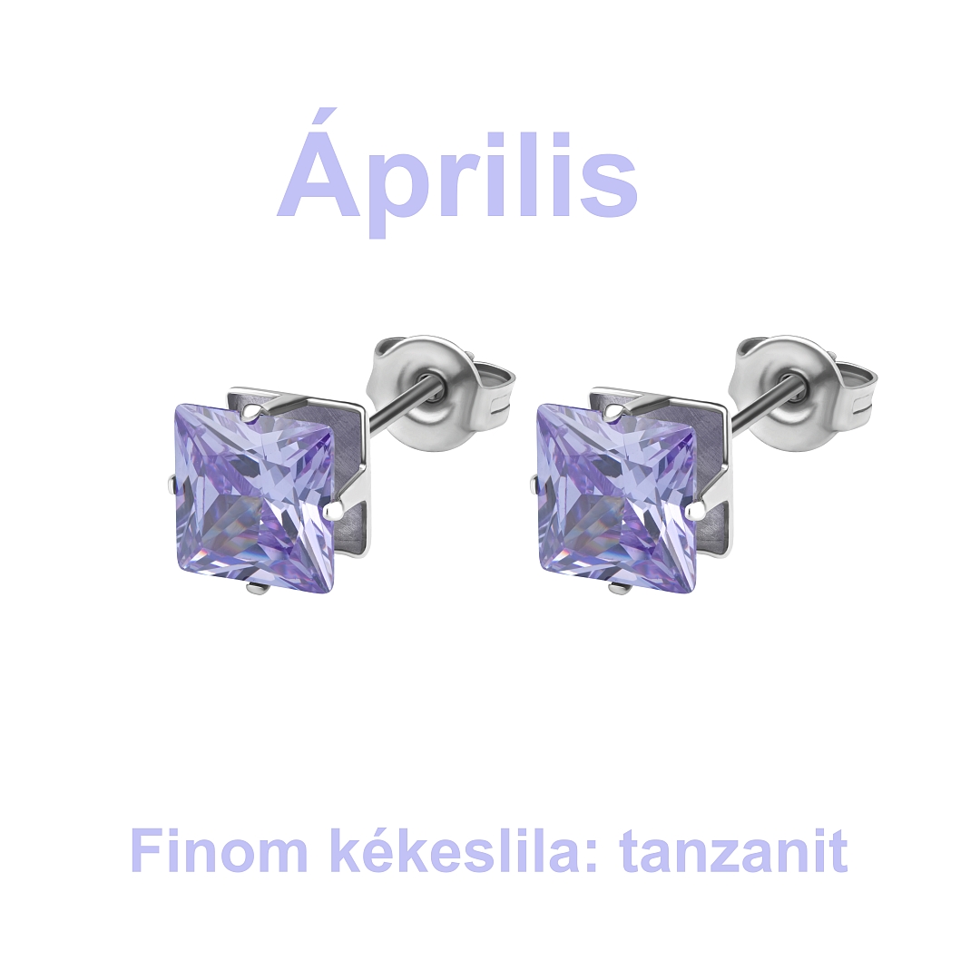 BALCANO - Frizzante / Négyzet alakú cirkónia drágaköves fülbevaló 12 db-os csomag - 6 mm (112082DT06)