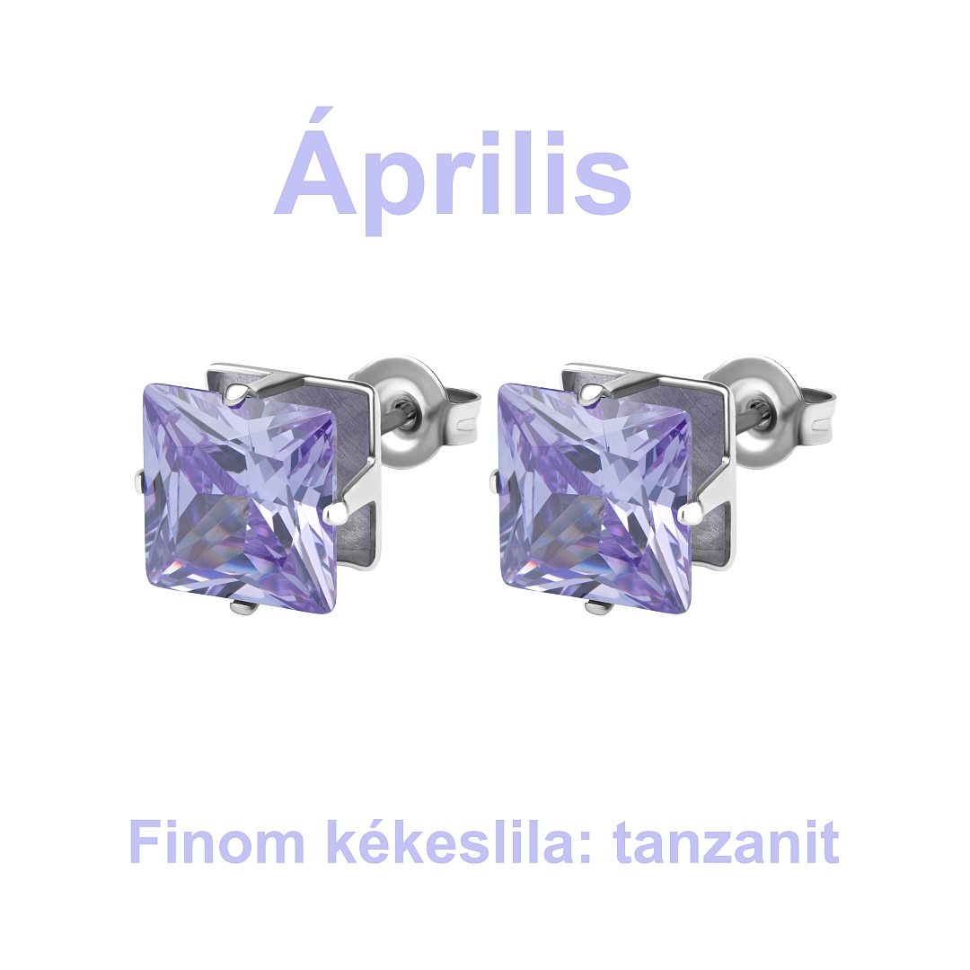 BALCANO - Frizzante / Négyzet alakú cirkónia drágaköves fülbevaló 12 db-os csomag - 8 mm (112082DT08)