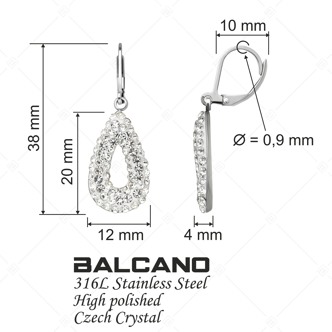 BALCANO - Goccia / Csepp alakú nemesacél fülbevaló kristályokkal (141002BC00)