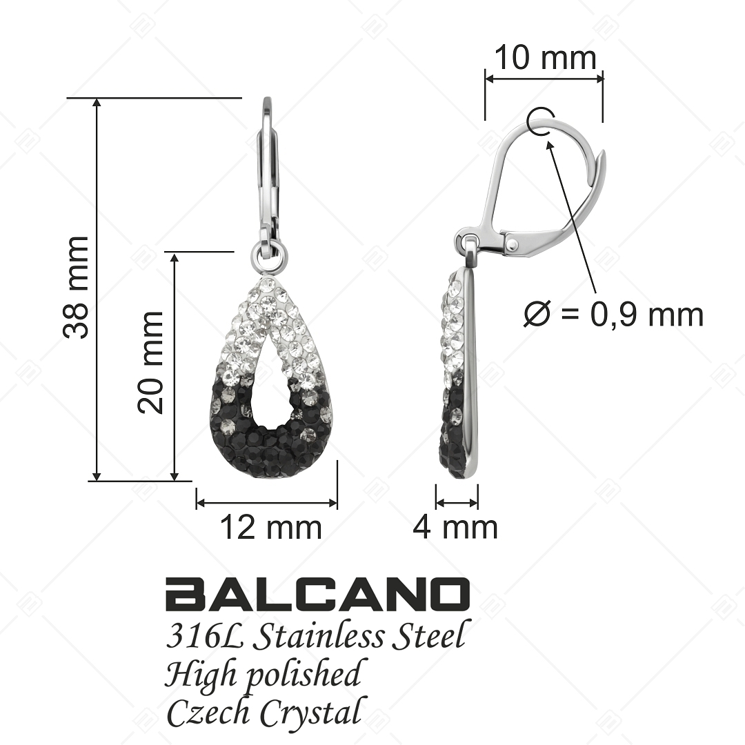 BALCANO - Goccia / Csepp alakú nemesacél fülbevaló kristályokkal (141002BC01)