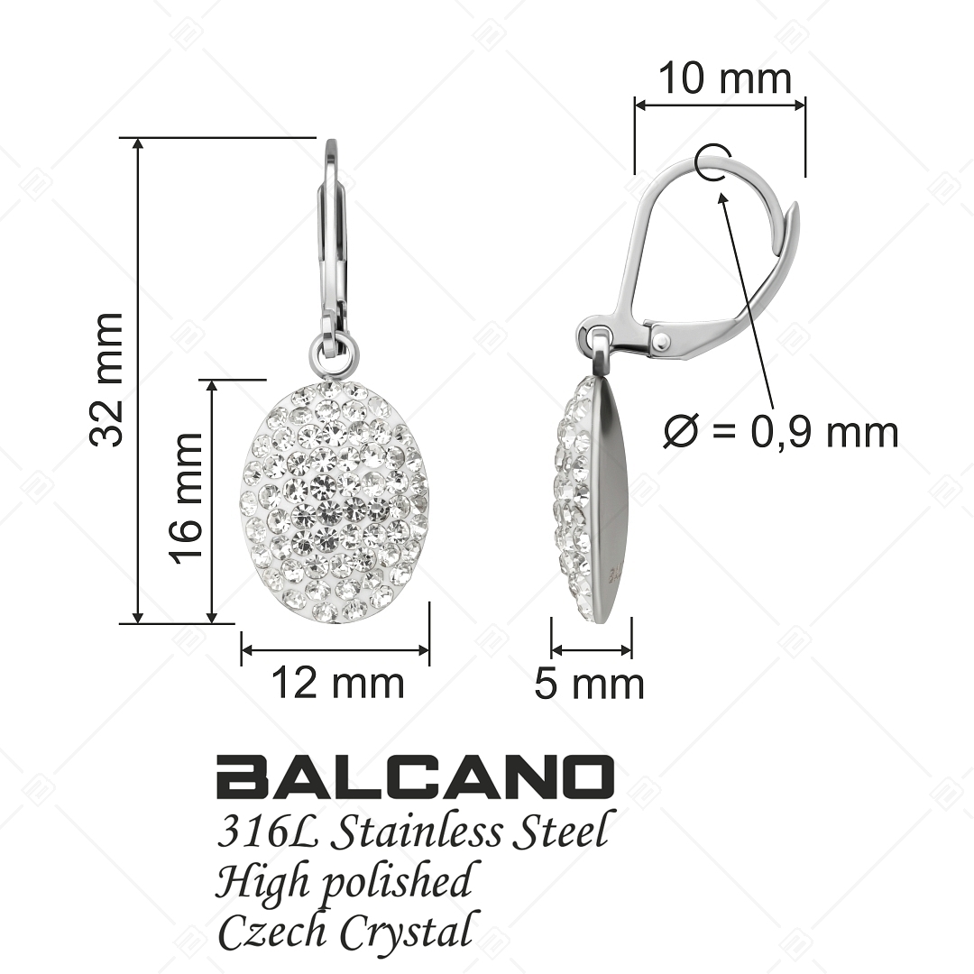 BALCANO - Oliva / Ovális nemesacél fülbevaló kristályokkal (141004BC00)