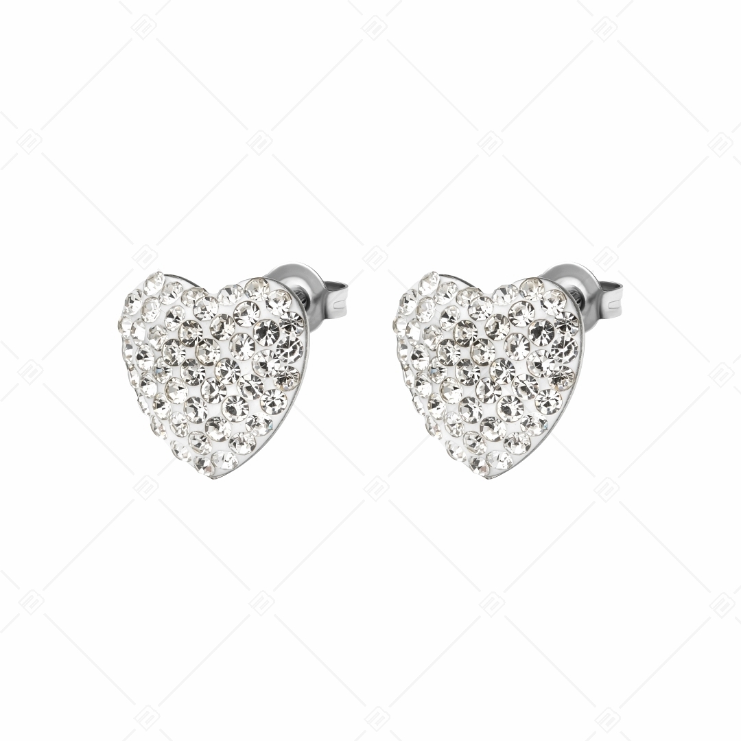 BALCANO - Cuore / Szív alakú nemesacél fülbevaló kristályokkal (141005BC00)