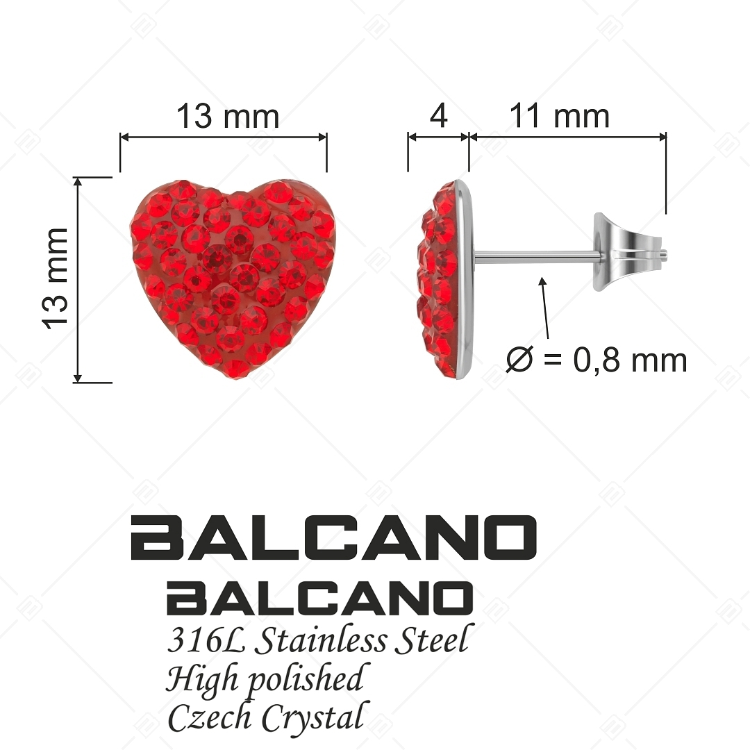 BALCANO - Cuore / Szív alakú nemesacél fülbevaló kristályokkal (141005BC22)