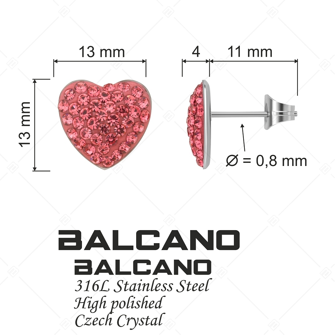 BALCANO - Cuore / Szív alakú nemesacél fülbevaló kristályokkal (141005BC86)