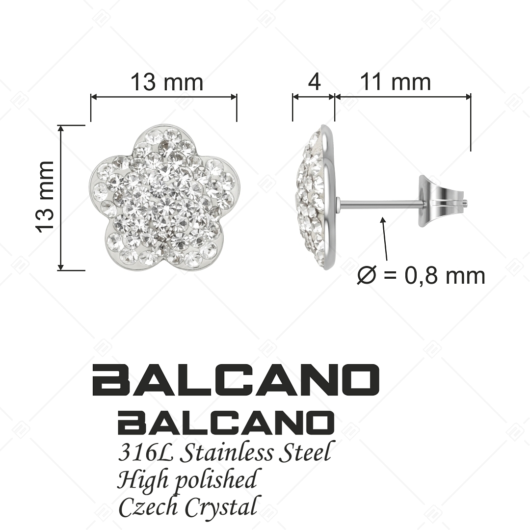 BALCANO - Fiore / Virág alakú nemesacél fülbevaló kristályokkal (141006BC00)