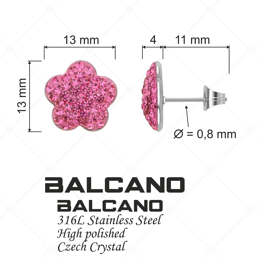 BALCANO - Fiore / Virág alakú nemesacél fülbevaló kristályokkal (141006BC86)