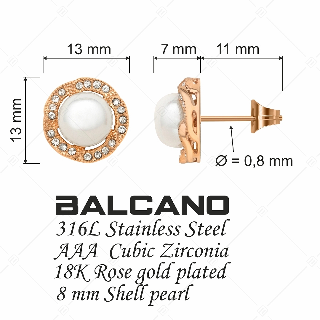BALCANO - Serena / Gyönyörű kagylógyöngy fülbevaló 18K rozé arany bevonattal (141103BC00)