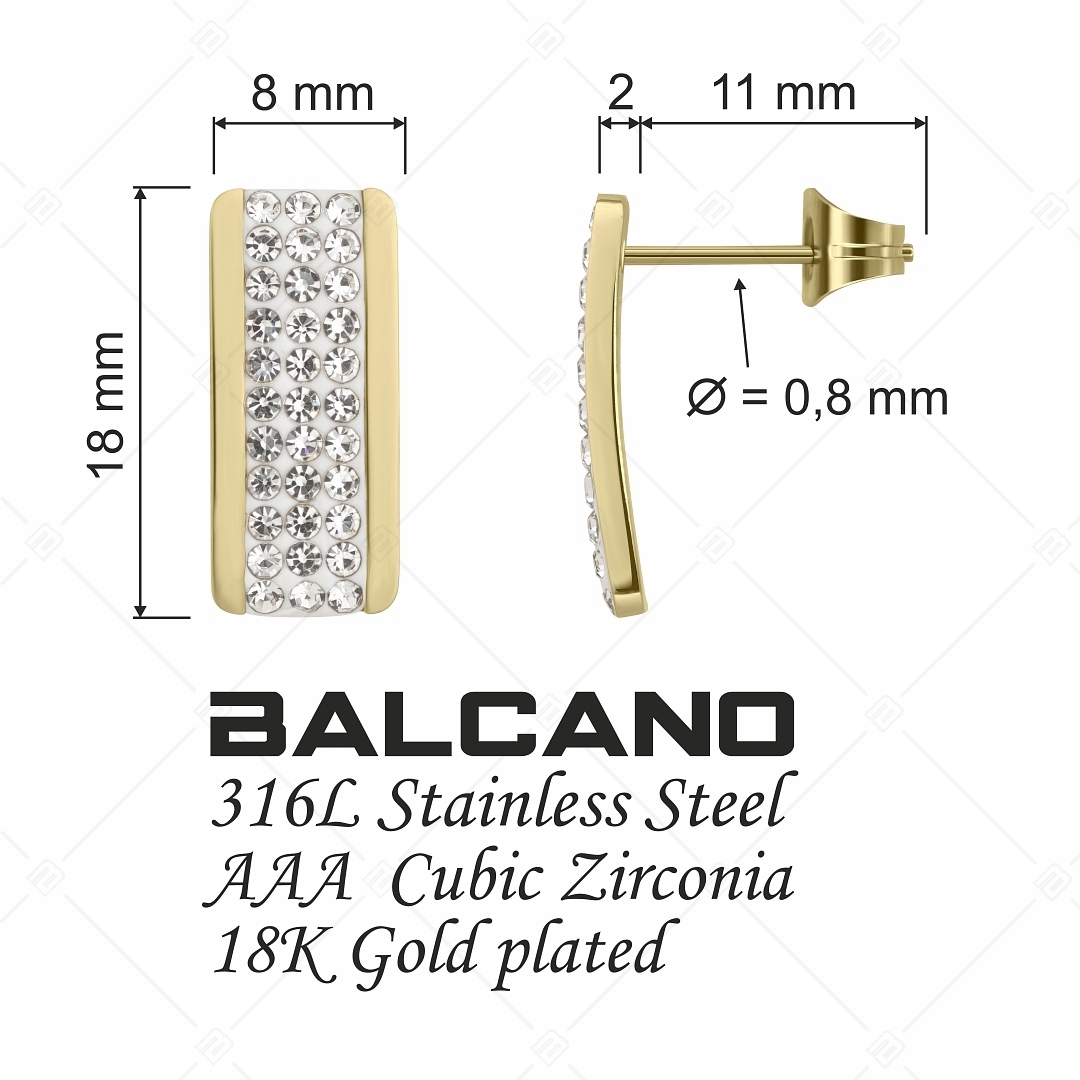 BALCANO - Giulia / Téglalap alakú kristály fülbevaló 18K arany bevonattal (141105BC88)