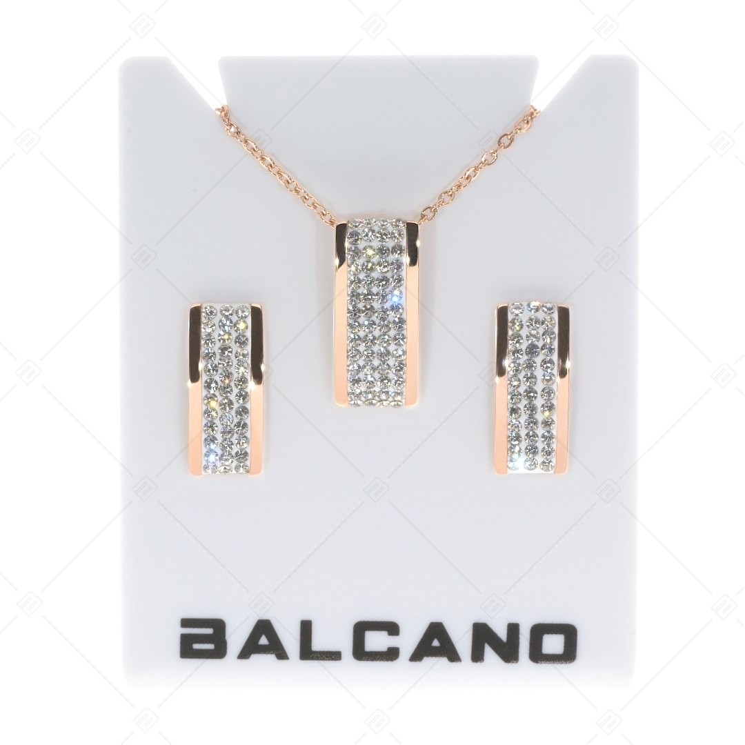 BALCANO - Giulia / Téglalap alakú kristály fülbevaló 18K rozé arany bevonattal (141105BC96)