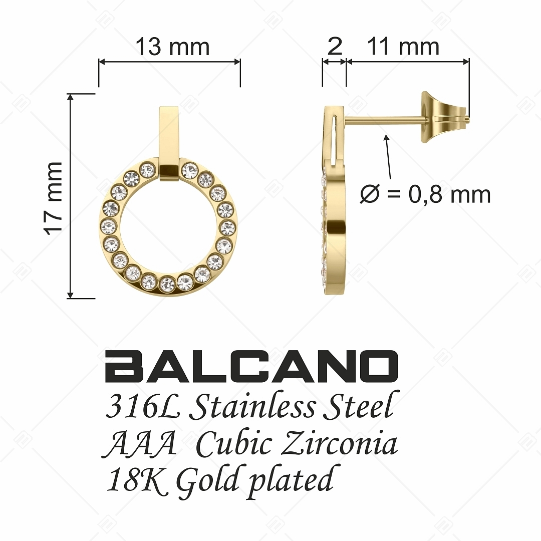 BALCANO - Veronic / Kerek cirkónia drágaköves fülbevaló 18K arany bevonattal (141106BC88)