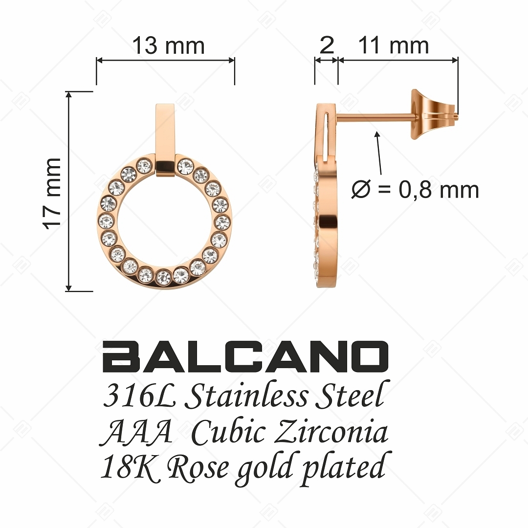 BALCANO - Veronic / Kerek cirónia drágaköves fülbevaló 18K rozé arany bevonattal (141106BC96)