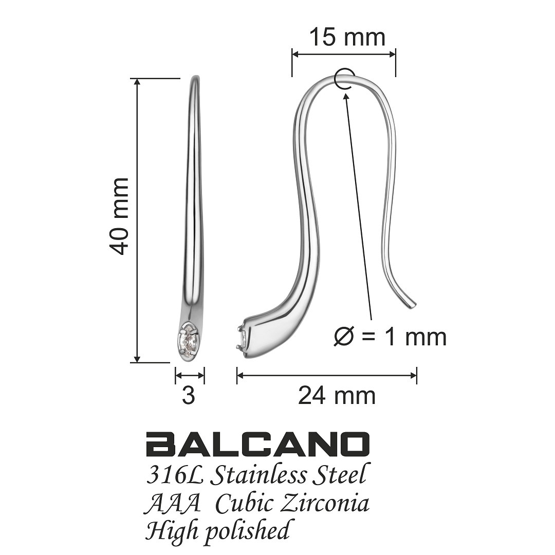 BALCANO - Arco / Egyedi, íves formájú drágaköves fülbevaló (141107BC97)