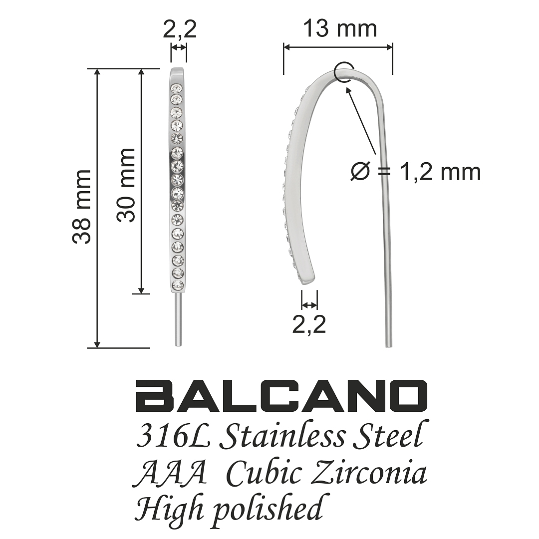 BALCANO - Fortuna / Íves fülbevaló cirkónia drágakövekkel (141108BC97)