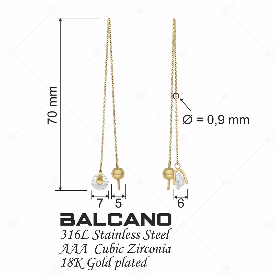BALCANO - Catena / Átbújtatós láncos fülbevaló cirkónia drágakővel (141109BC88)
