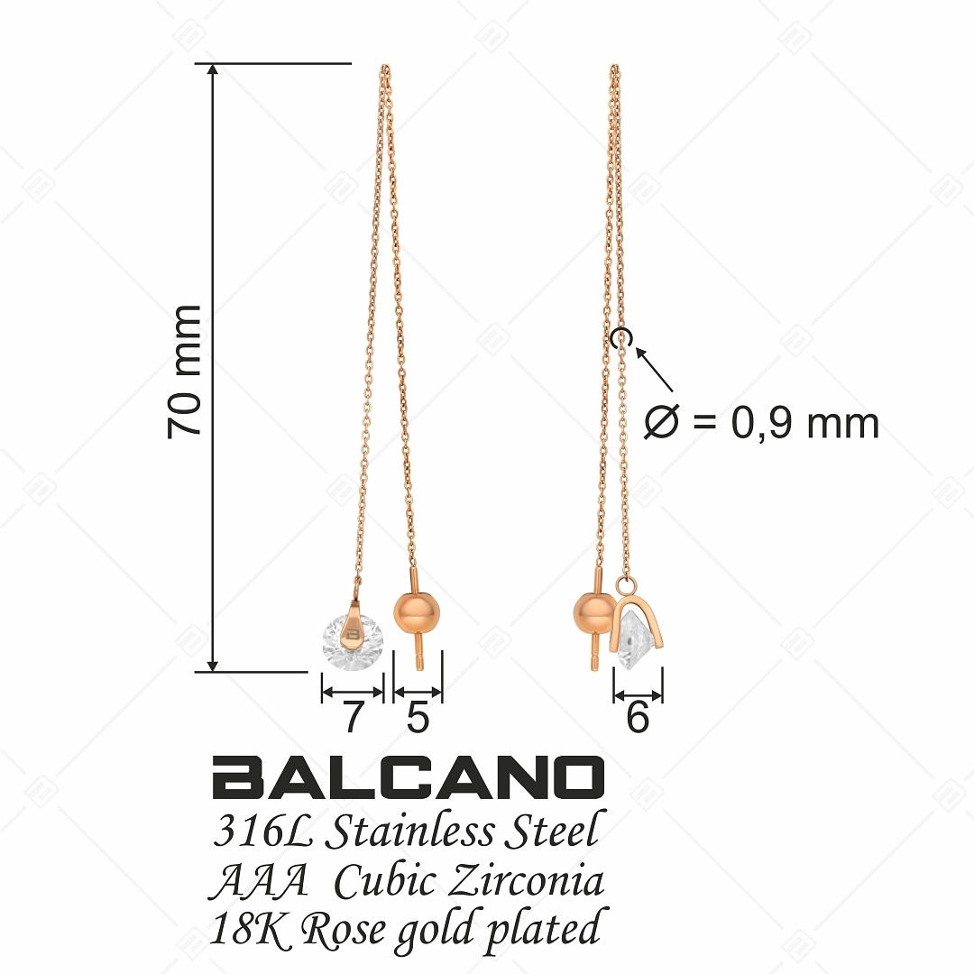 BALCANO - Catena / Átbújtatós láncos fülbevaló cirkónia drágakővel (141109BC96)