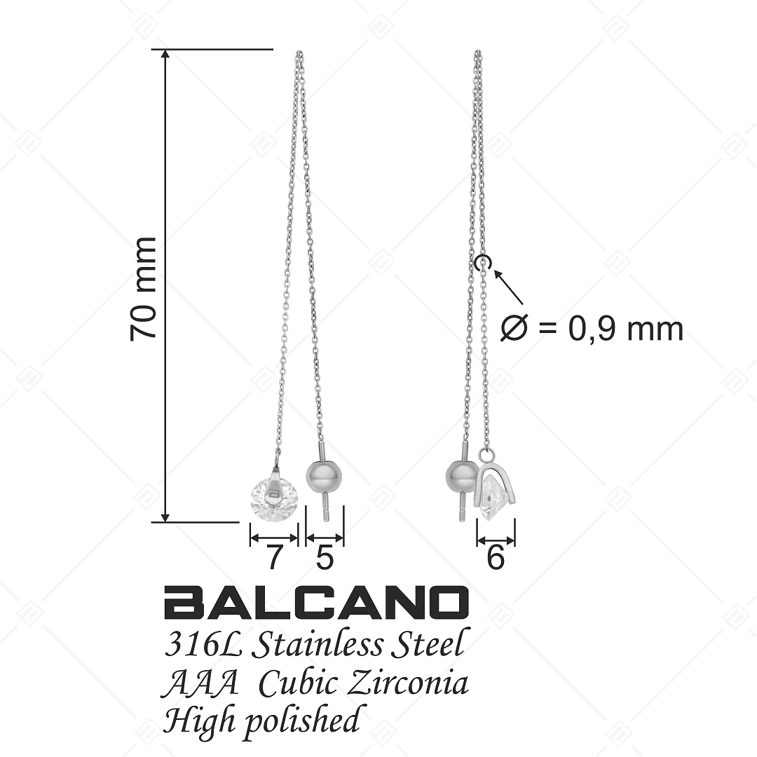 BALCANO - Catena / Átbújtatós láncos fülbevaló cirkónia drágakővel (141109BC97)