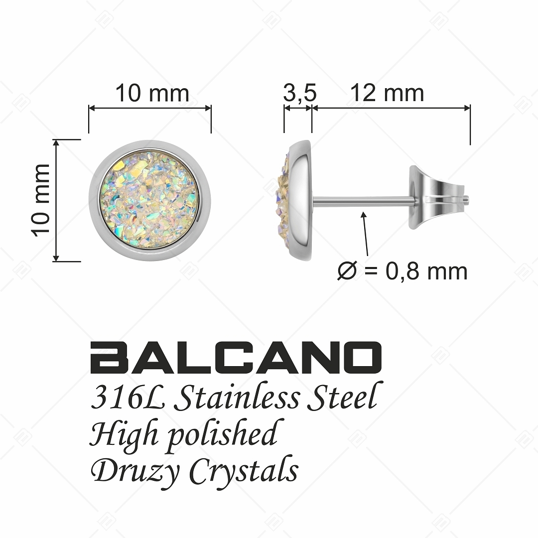 BALCANO - Druzy / Kerek bedugós ásványkristály fülbevaló (141111BC09)