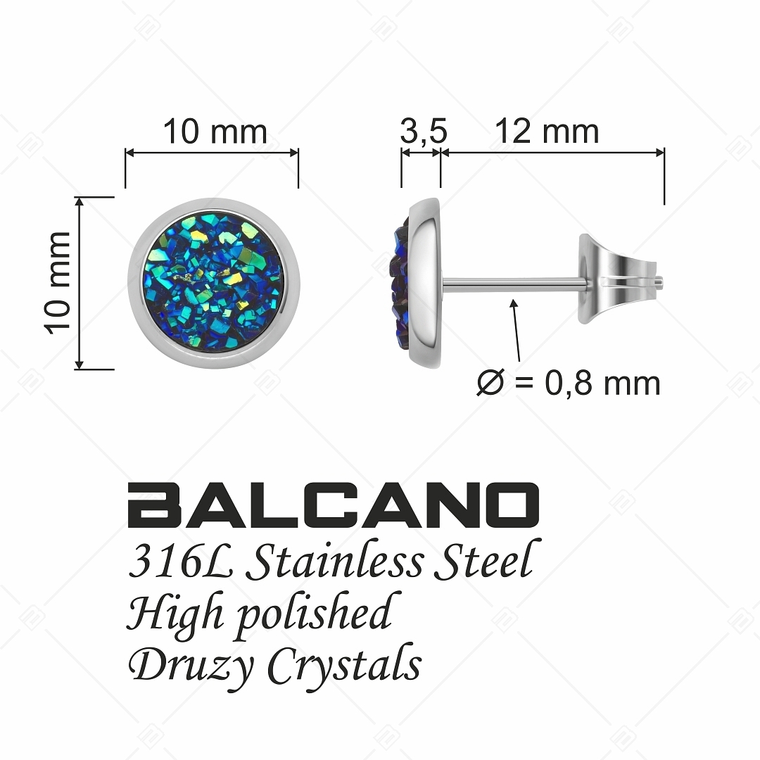 BALCANO - Druzy / Kerek bedugós ásványkristály fülbevaló (141111BC44)