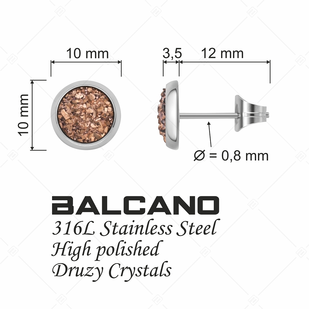 BALCANO - Druzy / Kerek bedugós ásványkristály fülbevaló (141111BC58)