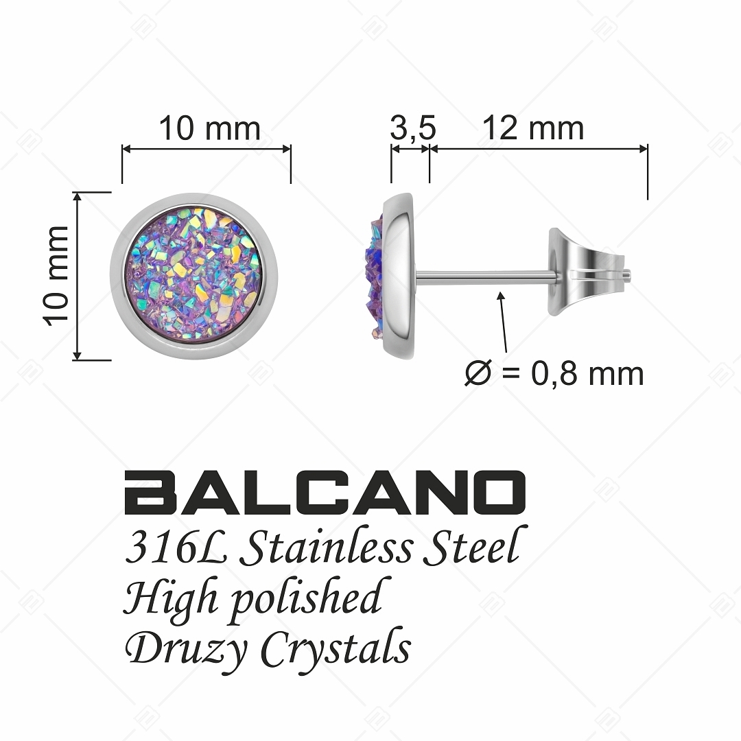 BALCANO - Druzy / Kerek bedugós ásványkristály fülbevaló (141111BC77)