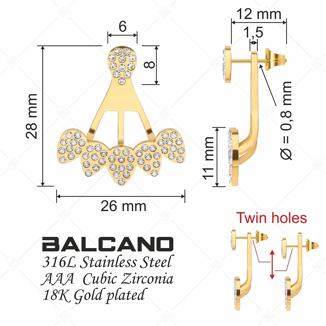 BALCANO - Pavone / Egyedi, kétrészes legyező formájú fülbevaló drágakövekkel (141113BC88)