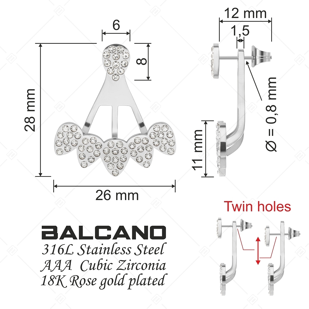 BALCANO - Pavone / Egyedi, kétrészes legyező formájú fülbevaló drágakövekkel (141113BC97)