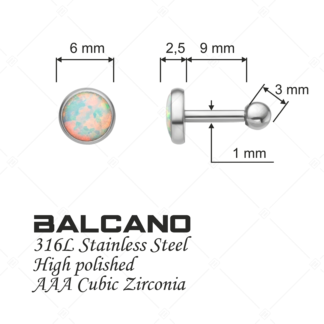 BALCANO - Punto / Gömbzáras csillogó pont fülbevaló opál kővel (141210BC99)