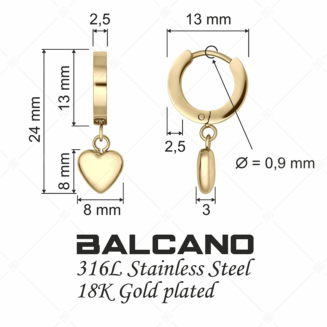 BALCANO - Valentina / Bepattintós karika fülbevaló csüngő szívvel (141215BC88)