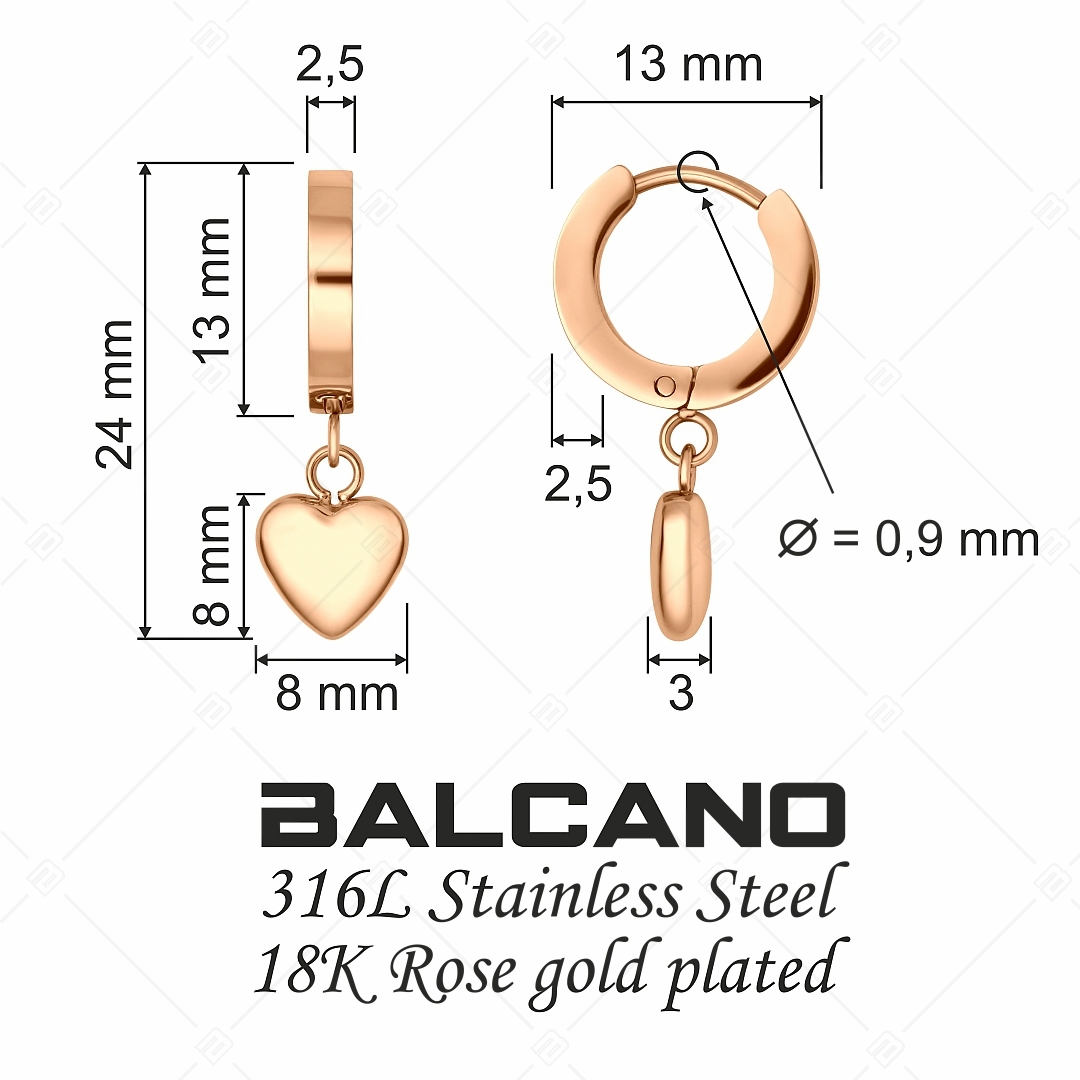 BALCANO - Valentina / Bepattintós karika fülbevaló csüngő szívvel (141215BC96)