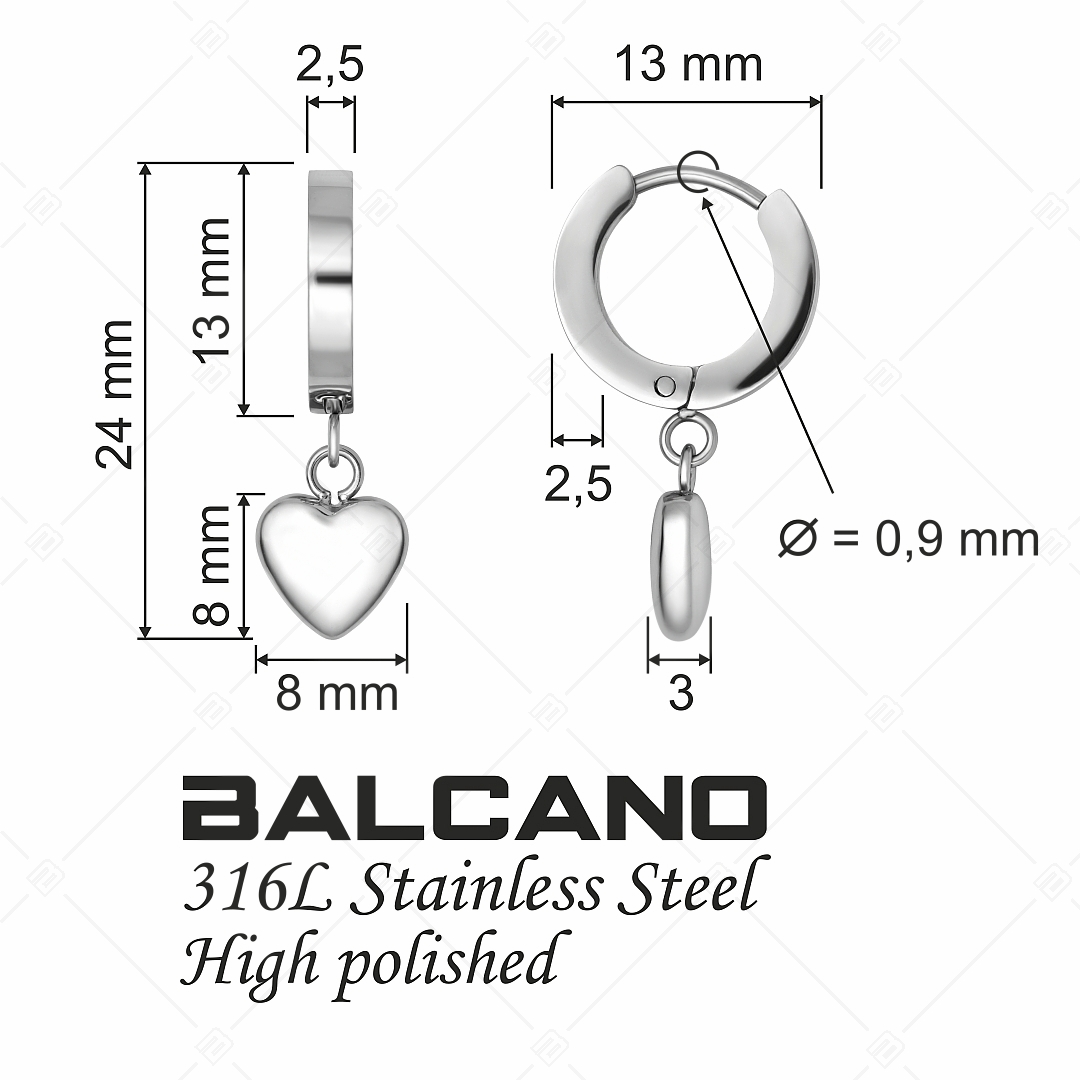 BALCANO - Valentina / Bepattintós karika fülbevaló csüngő szívvel (141215BC97)