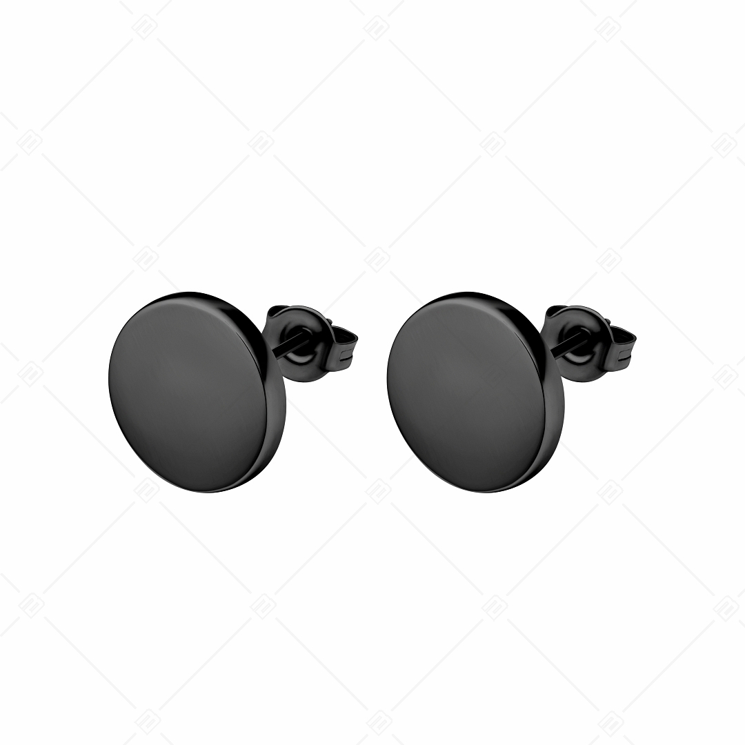 BALCANO - Bottone / Kerek gravírozható fülbevaló fekete PVD bevonattal (141218EG11)