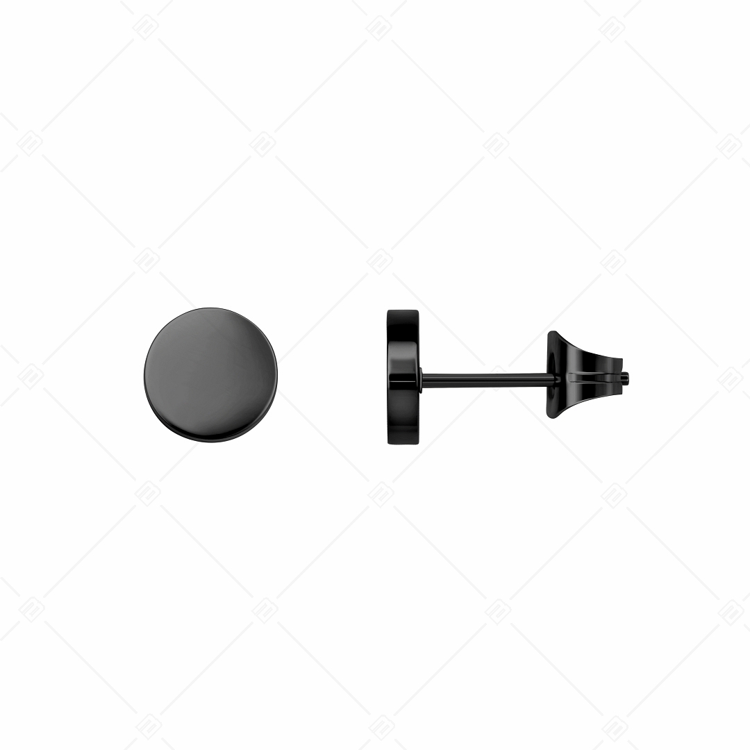 BALCANO - Bottone / Kerek gravírozható fülbevaló fekete PVD bevonattal (141218EG11)