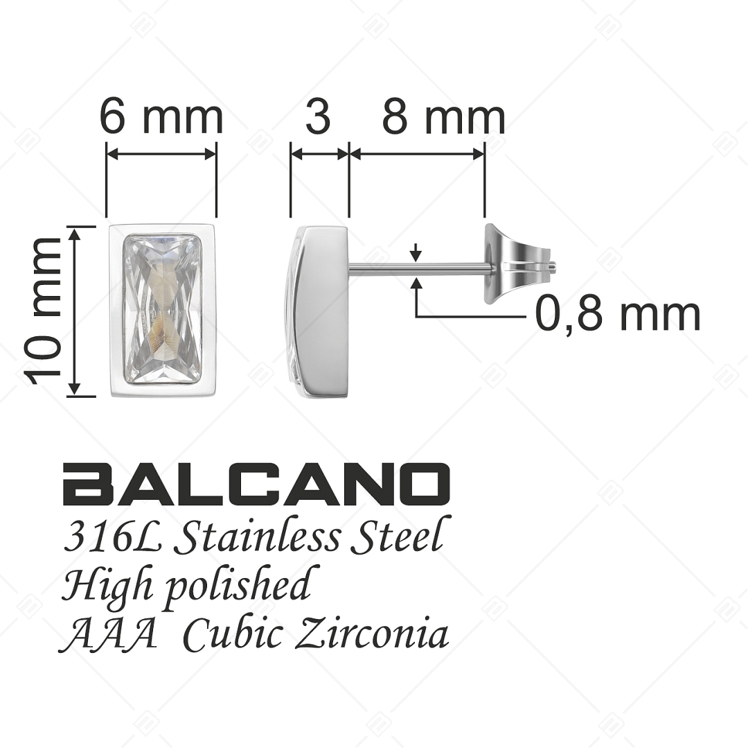 BALCANO - Principessa / Egyedi nemesacél fülbevaló cirkónia drágakővel, fényes polírozással (141220BC97)