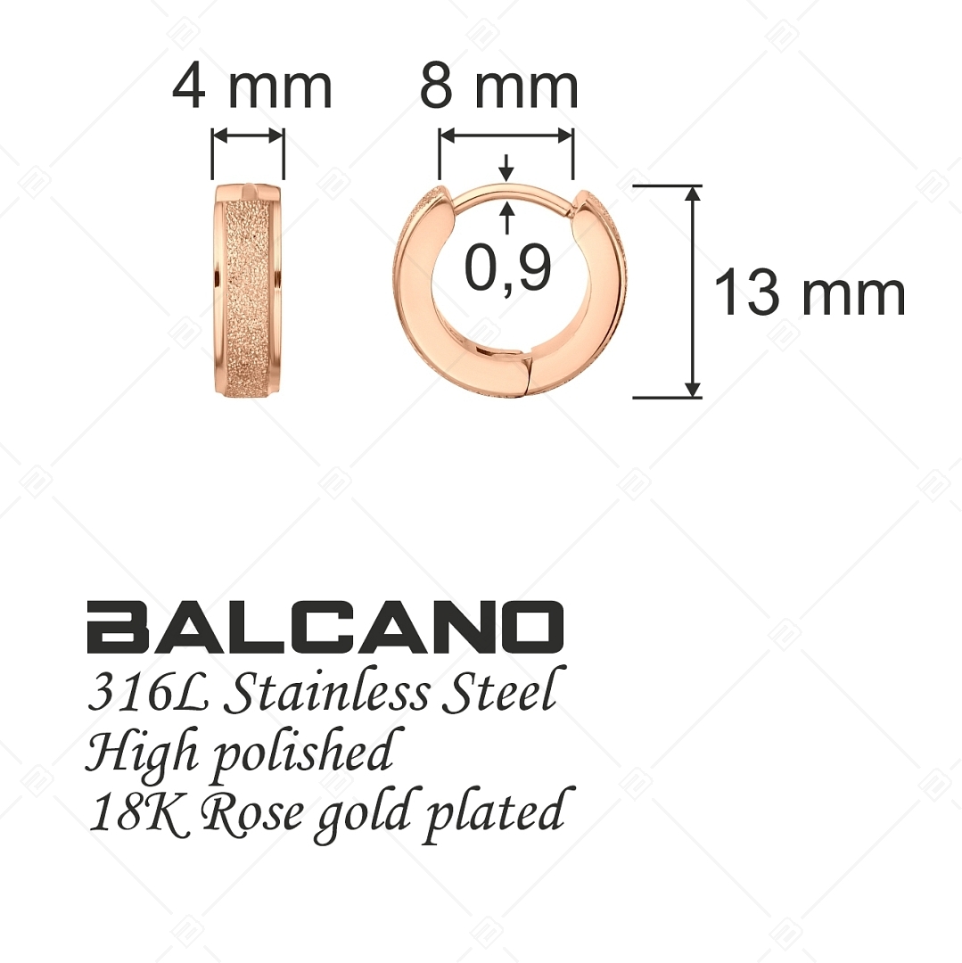 BALCANO - Caprice / Egyedi csillám csiszolású nemesacél fülbevaló 18K rozé arany bevonattal (141223BC96)