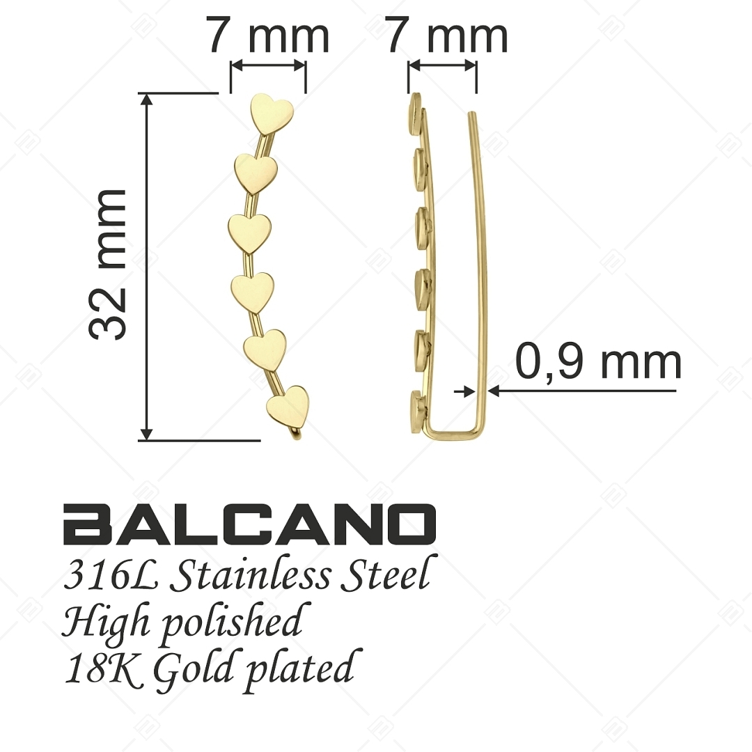 BALCANO - Lovers / Szívecskés fülre simuló fülbevaló 18K arany bevonattal (141228BC88)